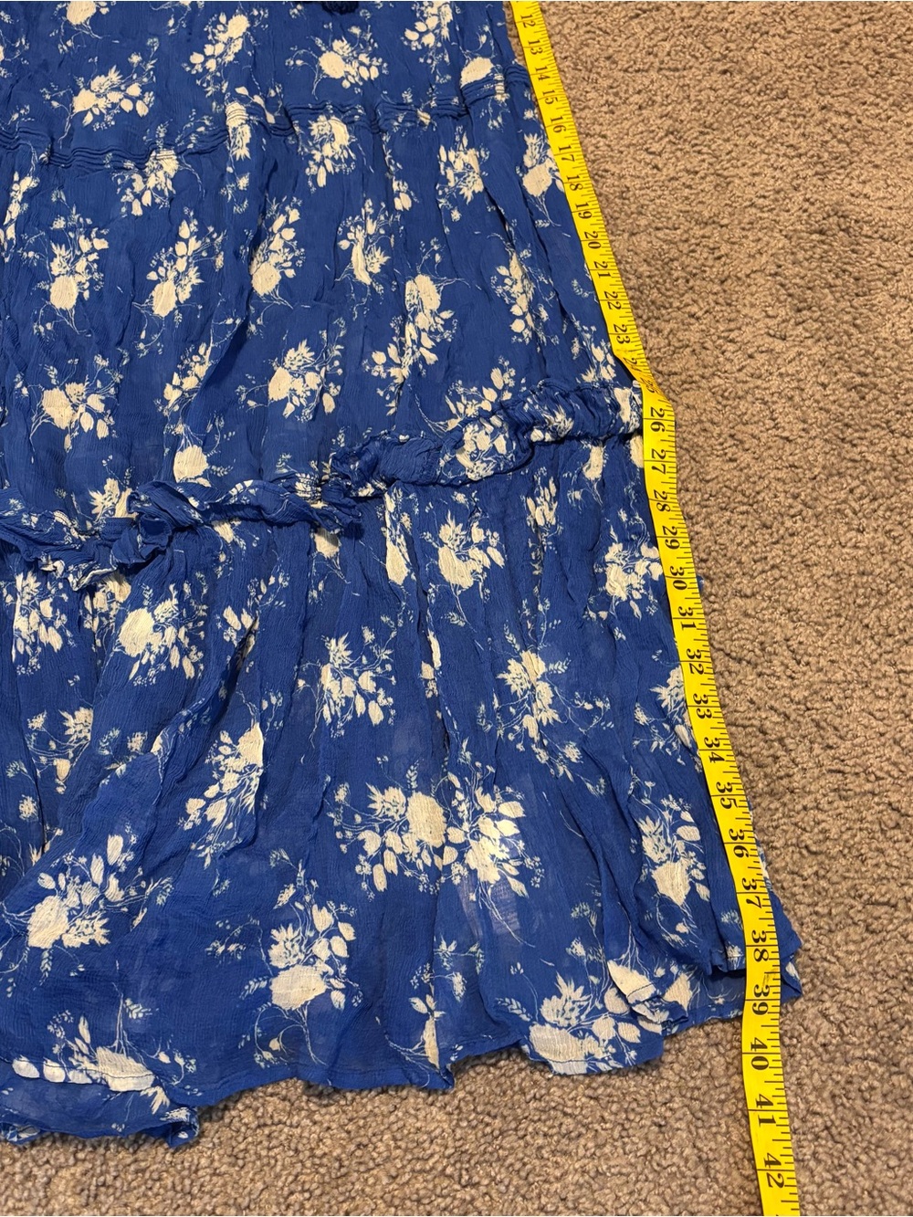 Anthropologie Blue Marais Printed Chiffon Maxi Dress • Size Medium - Picture 10 of 12